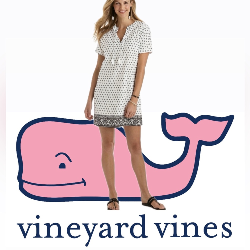 Vineyard Vines Fan Boarder Tunic Dress Printed Jet Black 2